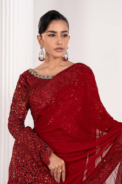 Maria B | Luxury Formals | SF-EF26-70-Red - Formal Dress - available at Maria Faisal in UK and USA.