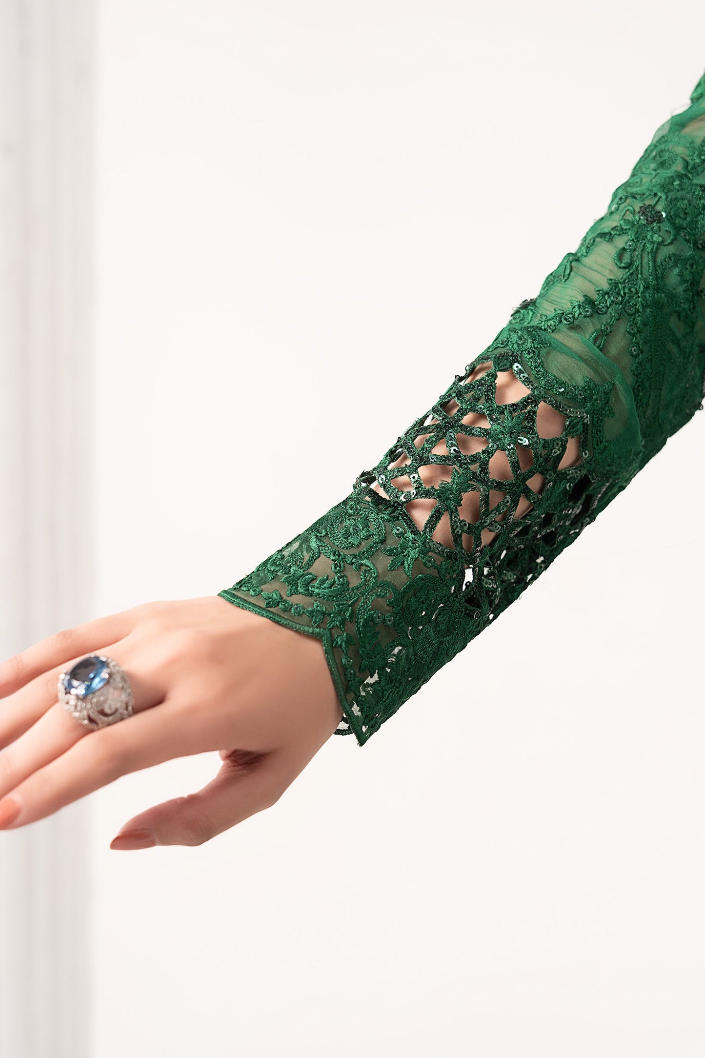 Maria B | Luxury Formals | SF-EF26-73-Green - Formal Dress - available at Maria Faisal in UK and USA.
