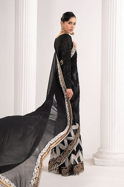 Maria B | Luxury Formals | SF-EF26-74-Black - Formal Dress - available at Maria Faisal in UK and USA.