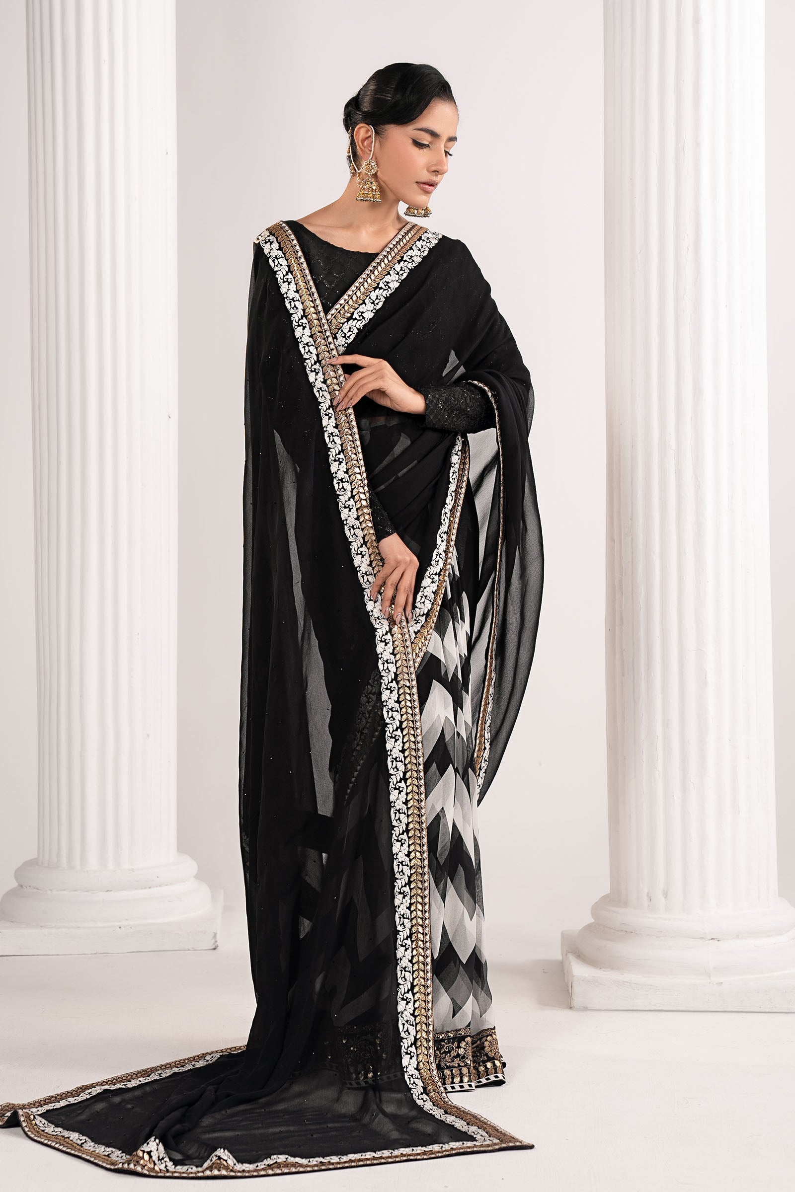 Maria B | Luxury Formals | SF-EF26-74-Black - Formal Dress - available at Maria Faisal in UK and USA.
