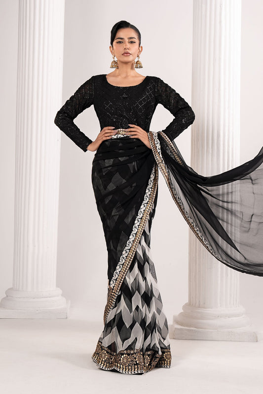 Maria B | Luxury Formals | SF-EF26-74-Black - Formal Dress - available at Maria Faisal in UK and USA.