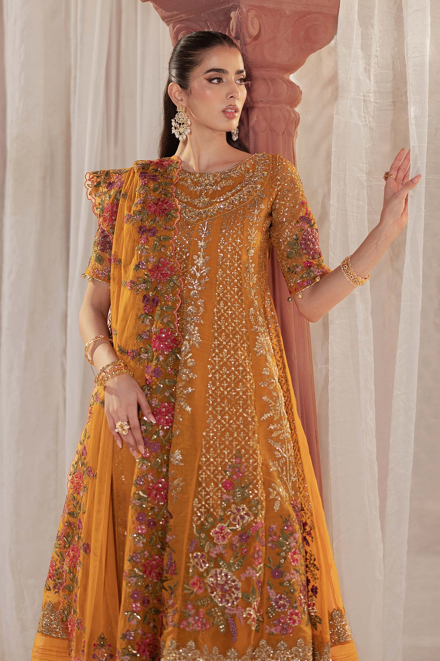 Maira B | Ready to Wear | SF-EF25-42 Mustard by Maria Faisal - Registered Vendor of : Maria B - type : Wedding Dress - 100% original wedding dresses