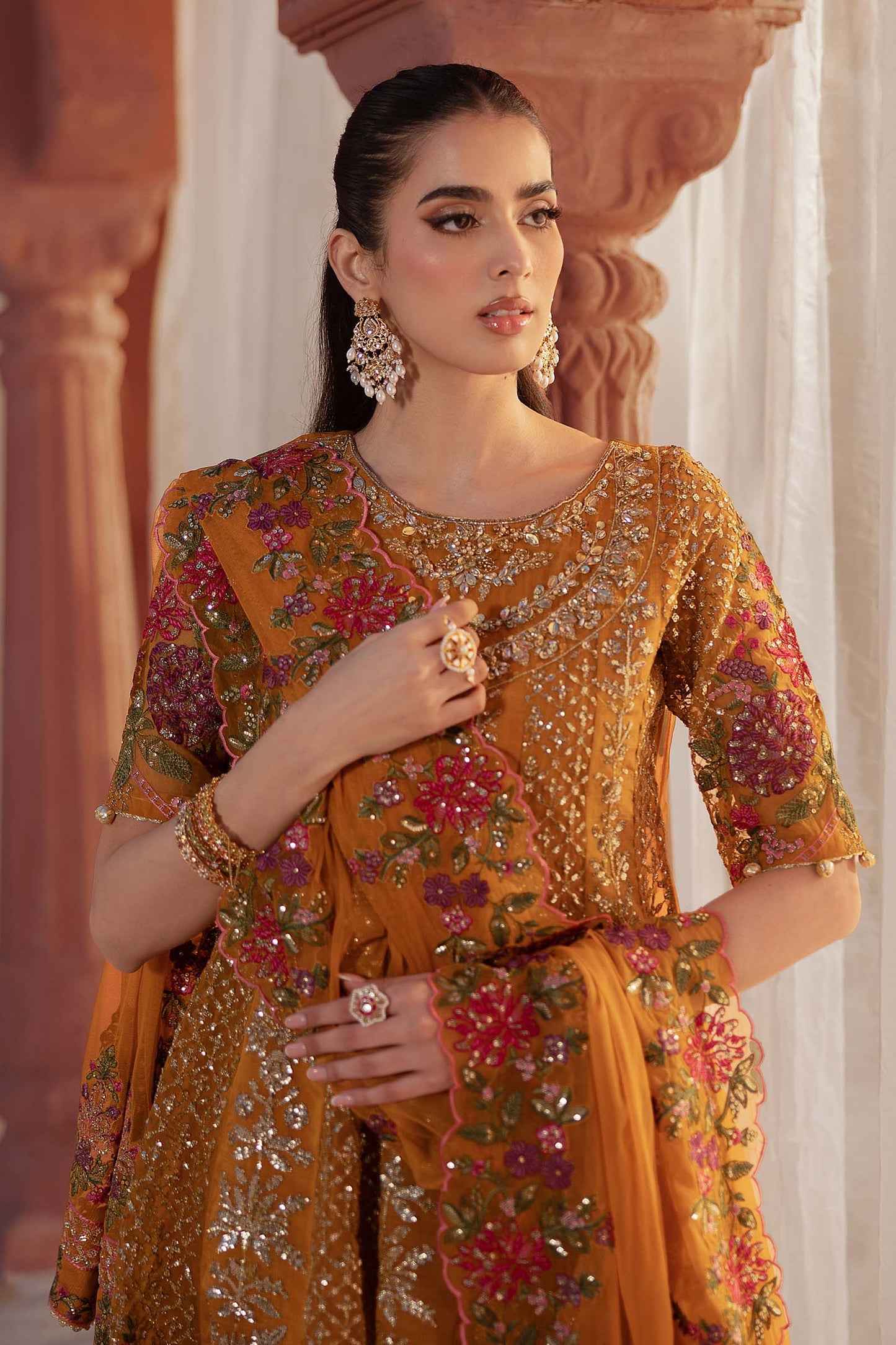 Maira B | Ready to Wear | SF-EF25-42 Mustard by Maria Faisal - Registered Vendor of : Maria B - type : Wedding Dress - 100% original wedding dresses