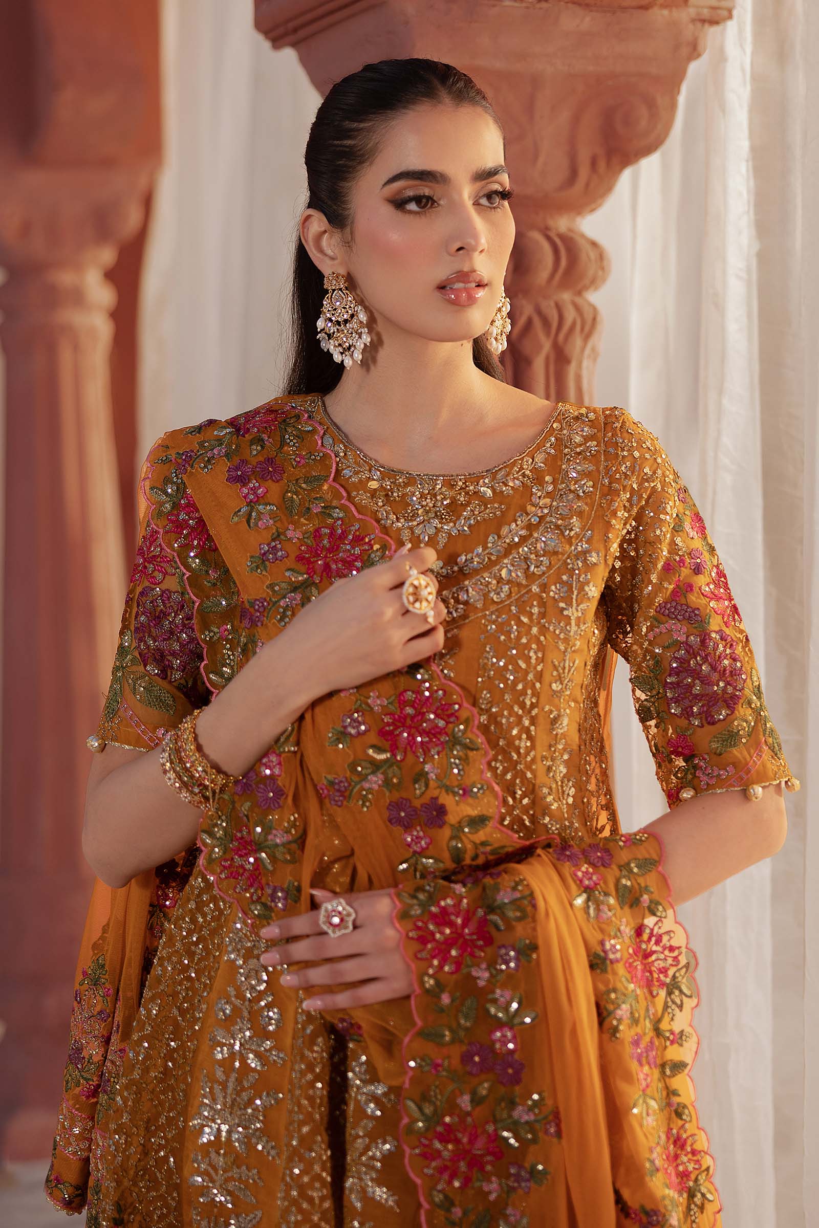 Maira B | Ready to Wear | SF-EF25-42 Mustard by Maria Faisal - Registered Vendor of : Maria B - type : Wedding Dress - 100% original wedding dresses