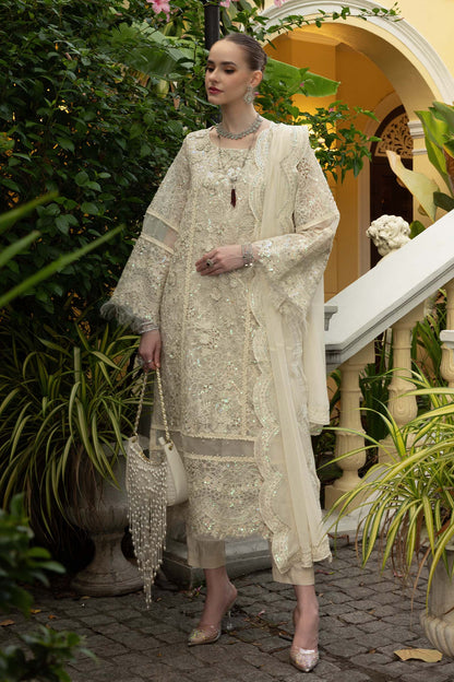 Maria B | Luxury Formals | SF-EF26-21-Off White - Formal Dress - available at Maria Faisal in UK and USA.