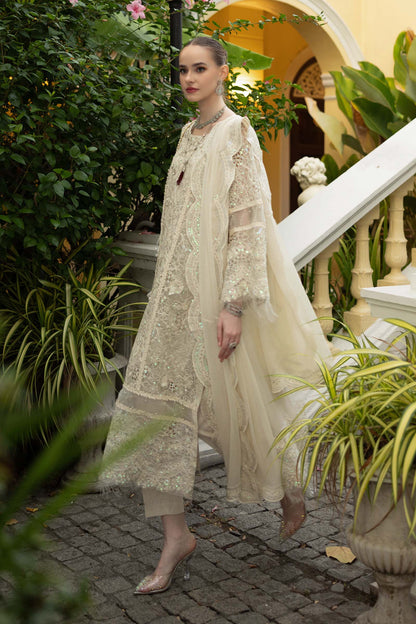 Maria B | Luxury Formals | SF-EF26-21-Off White - Formal Dress - available at Maria Faisal in UK and USA.