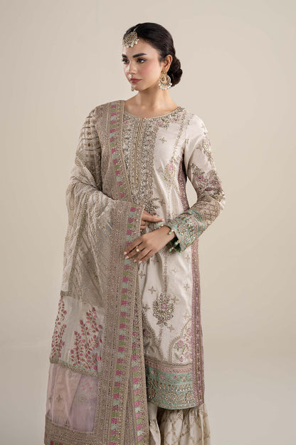 Maria B | Pre Fall Dresses | 3 Piece Embroidered Bamber Raw Silk Suit HH - Ladies Clothes - Maria Faisal