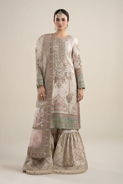 Maria B | Pre Fall Dresses | 3 Piece Embroidered Bamber Raw Silk Suit HH - Ladies Clothes - Maria Faisal