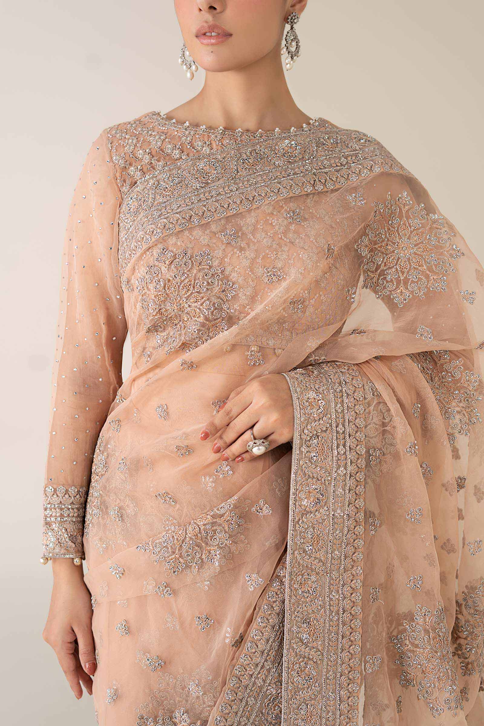 Maria B | Pre Fall 25 | Organza Saree 09 - Ladies Clothes - Maria Faisal