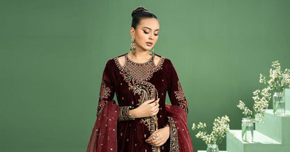 Maira B | Ready to Wear | SF-W24-02 Maroon by Maria Faisal - Registered Vendor of : Maria B - type : Wedding Dress - 100% original wedding dresses