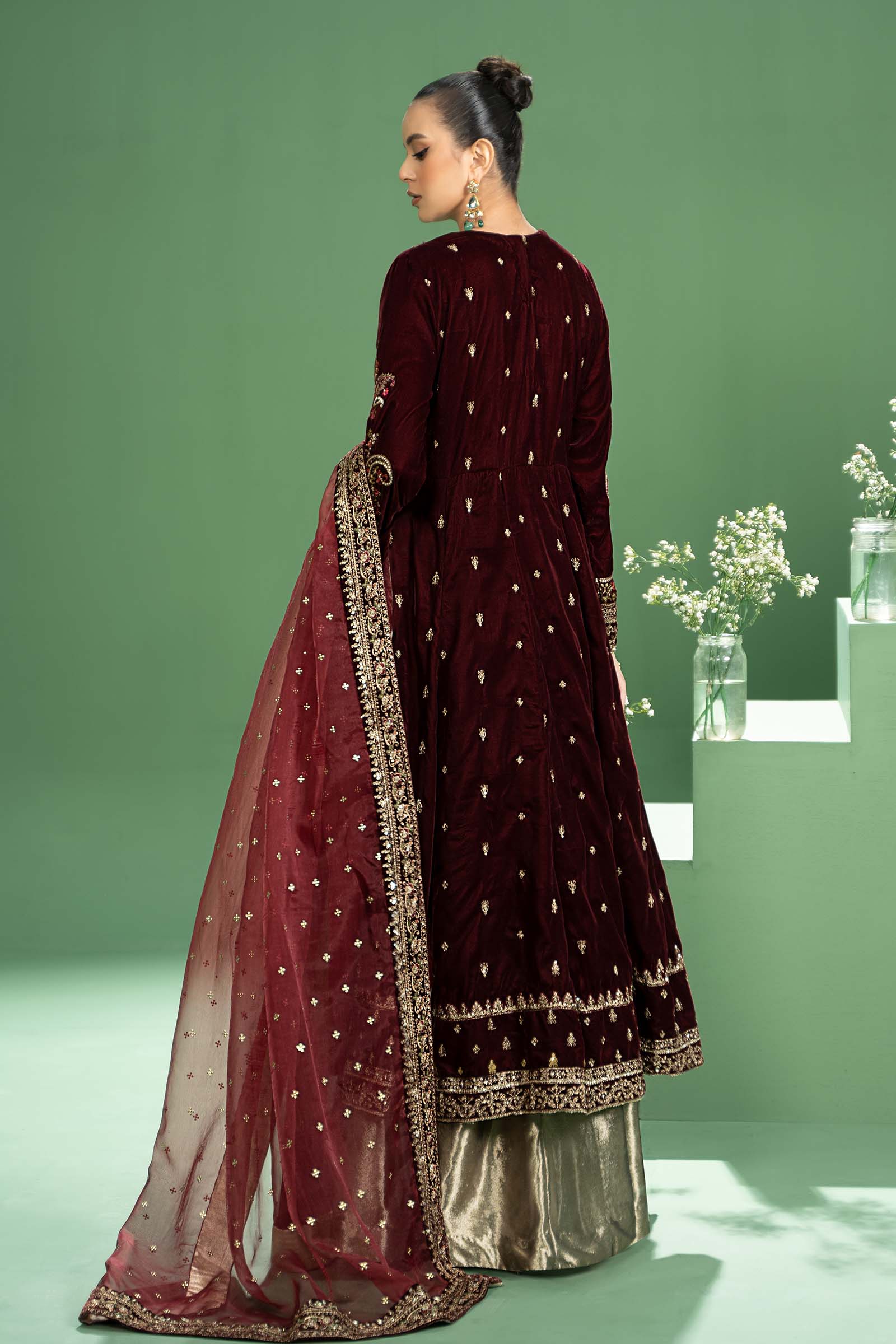 Maira B | Ready to Wear | SF-W24-02 Maroon by Maria Faisal - Registered Vendor of : Maria B - type : Wedding Dress - 100% original wedding dresses