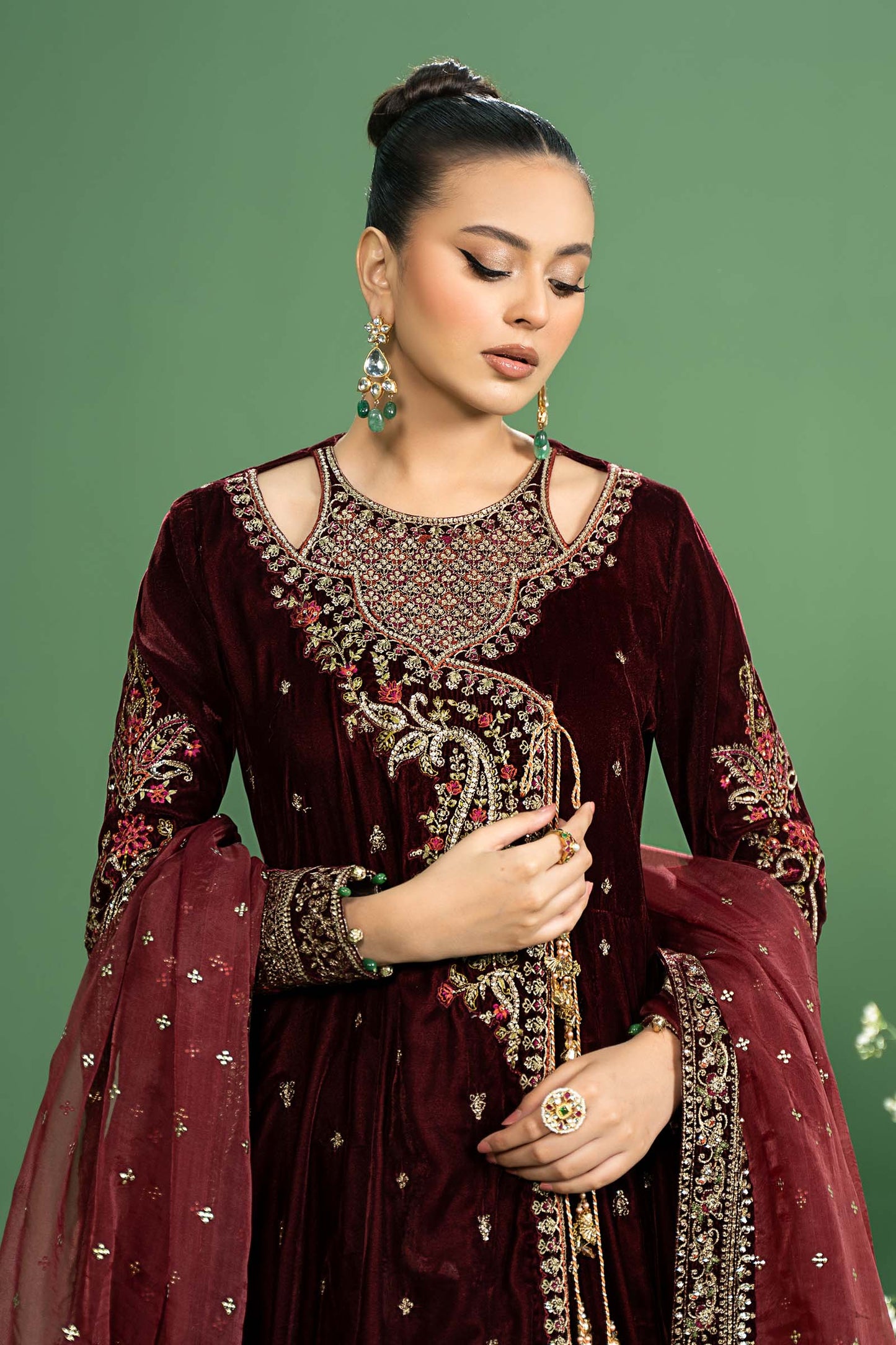 Maira B | Ready to Wear | SF-W24-02 Maroon by Maria Faisal - Registered Vendor of : Maria B - type : Wedding Dress - 100% original wedding dresses