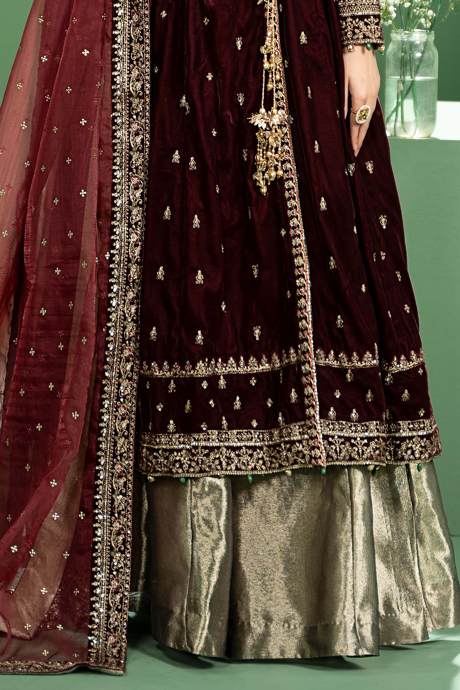 Maira B | Ready to Wear | SF-W24-02 Maroon by Maria Faisal - Registered Vendor of : Maria B - type : Wedding Dress - 100% original wedding dresses