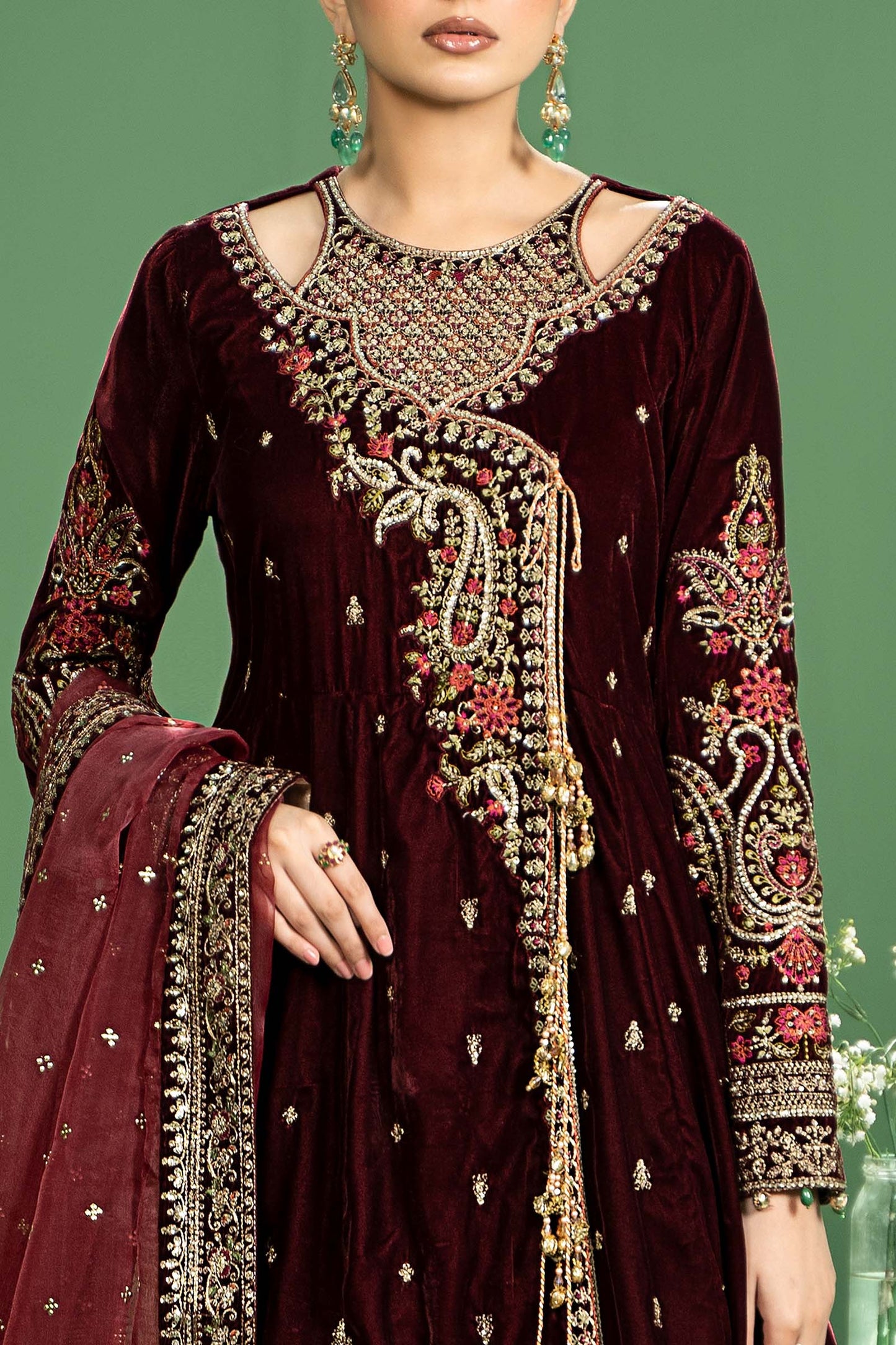 Maira B | Ready to Wear | SF-W24-02 Maroon by Maria Faisal - Registered Vendor of : Maria B - type : Wedding Dress - 100% original wedding dresses