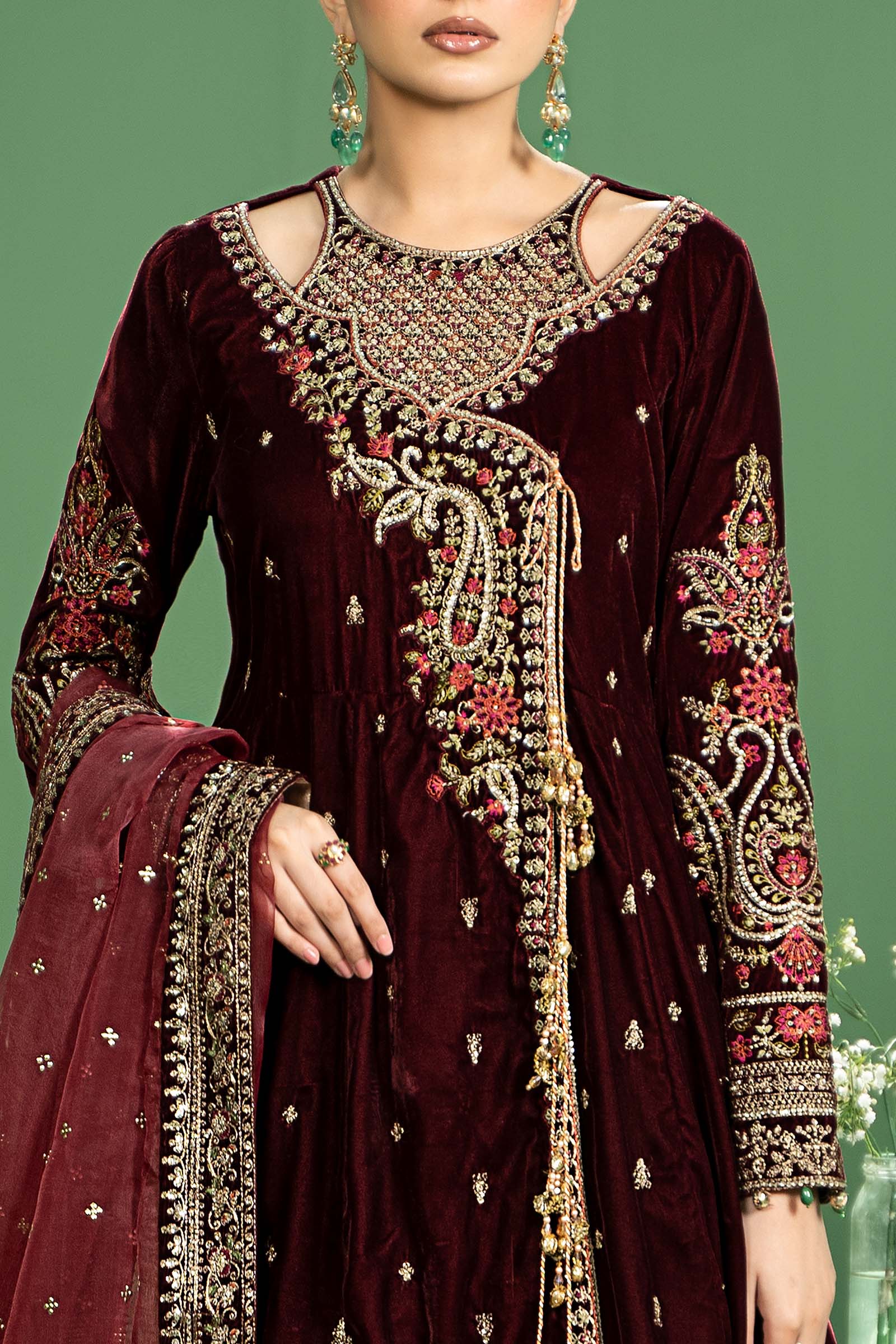 Maira B | Ready to Wear | SF-W24-02 Maroon by Maria Faisal - Registered Vendor of : Maria B - type : Wedding Dress - 100% original wedding dresses