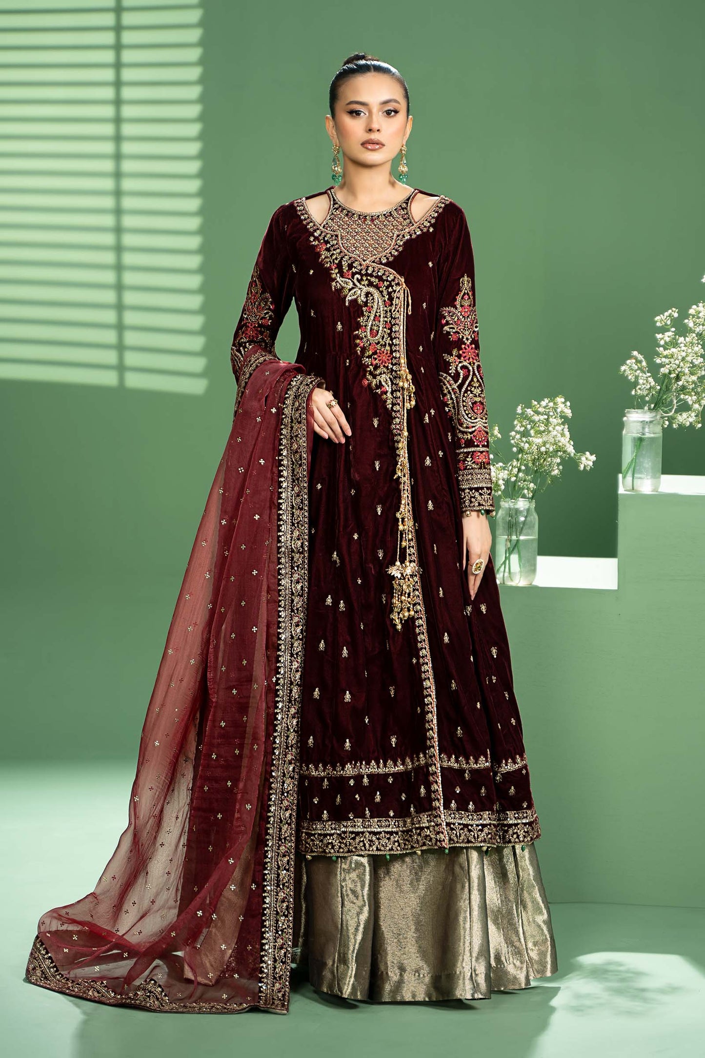 Maira B | Ready to Wear | SF-W24-02 Maroon by Maria Faisal - Registered Vendor of : Maria B - type : Wedding Dress - 100% original wedding dresses