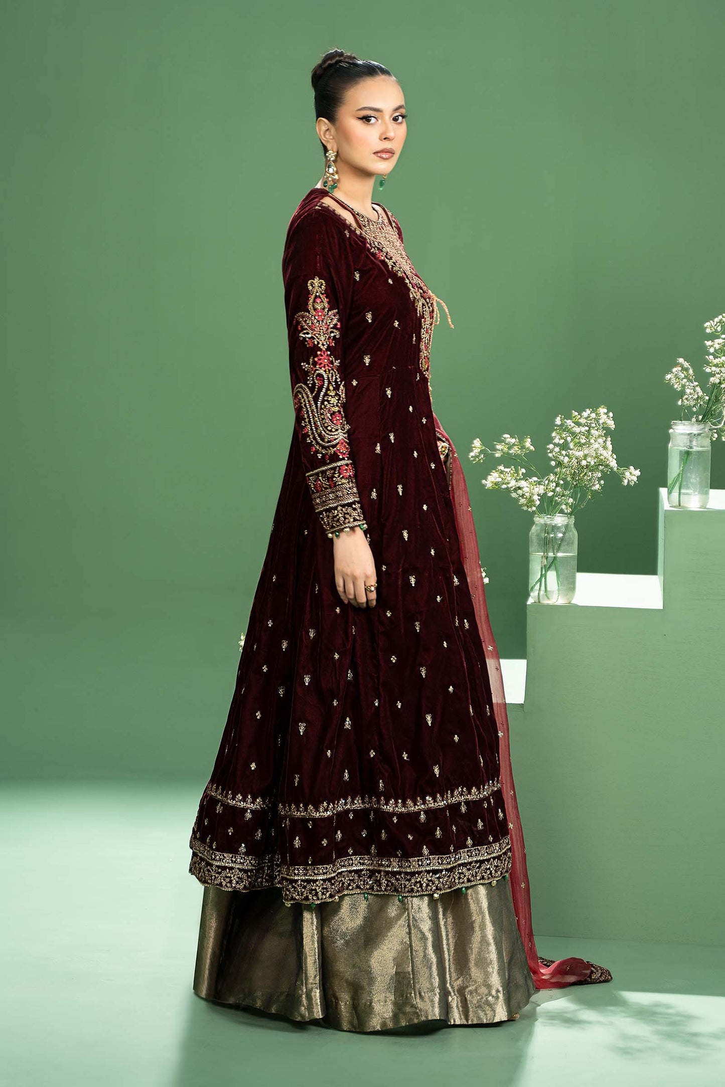 Maira B | Ready to Wear | SF-W24-02 Maroon by Maria Faisal - Registered Vendor of : Maria B - type : Wedding Dress - 100% original wedding dresses