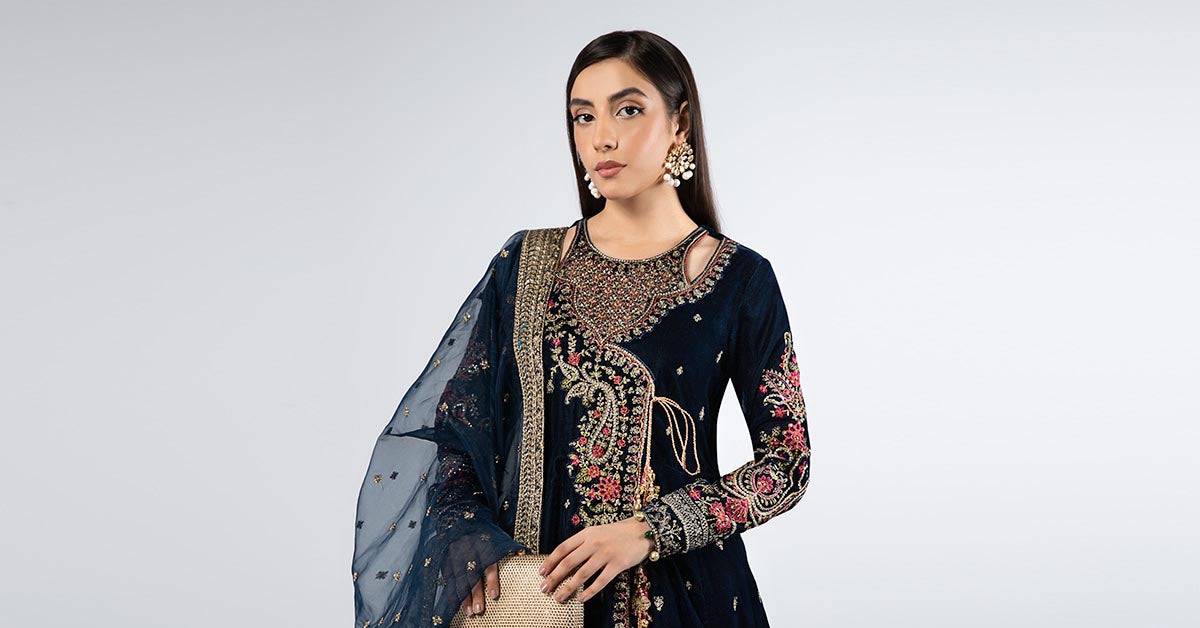 Maira B | Ready to Wear | SF-W24-02 Teal by Maria Faisal - Registered Vendor of : Maria B - type : Wedding Dress - 100% original wedding dresses