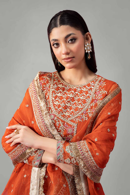 Maira B | Ready to Wear | SF-W24-19 Orange by Maria Faisal - Registered Vendor of : Maria B - type : Wedding Dress - 100% original wedding dresses