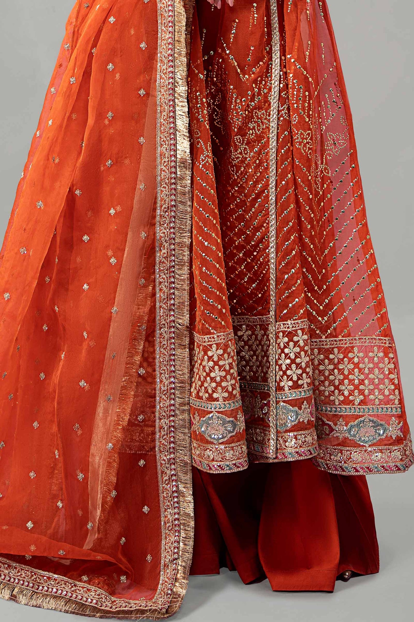 Maira B | Ready to Wear | SF-W24-19 Orange by Maria Faisal - Registered Vendor of : Maria B - type : Wedding Dress - 100% original wedding dresses