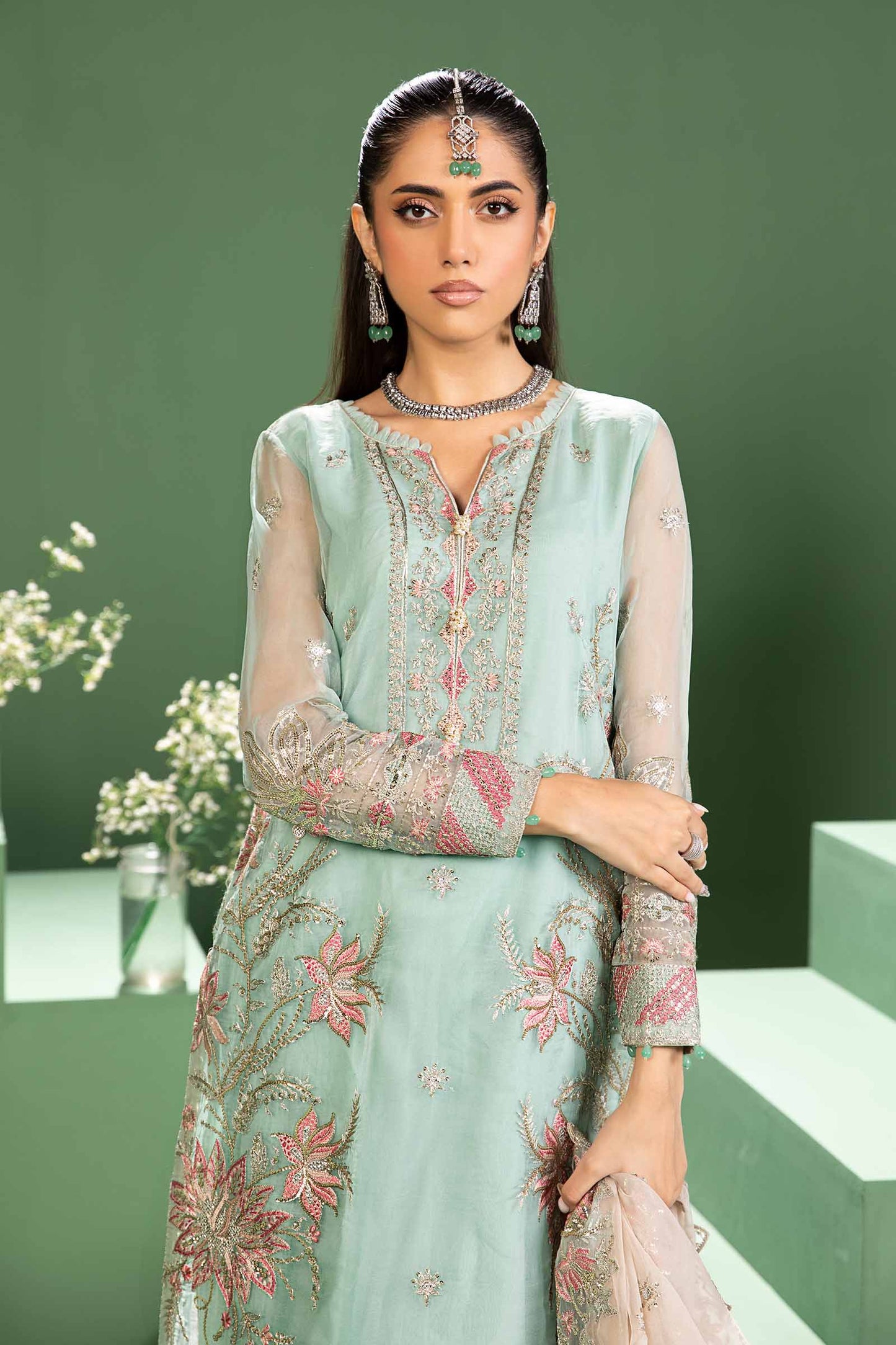 Maira B | Ready to Wear | SF-W24-27 White by Maria Faisal - Registered Vendor of : Maria B - type : Wedding Dress - 100% original wedding dresses