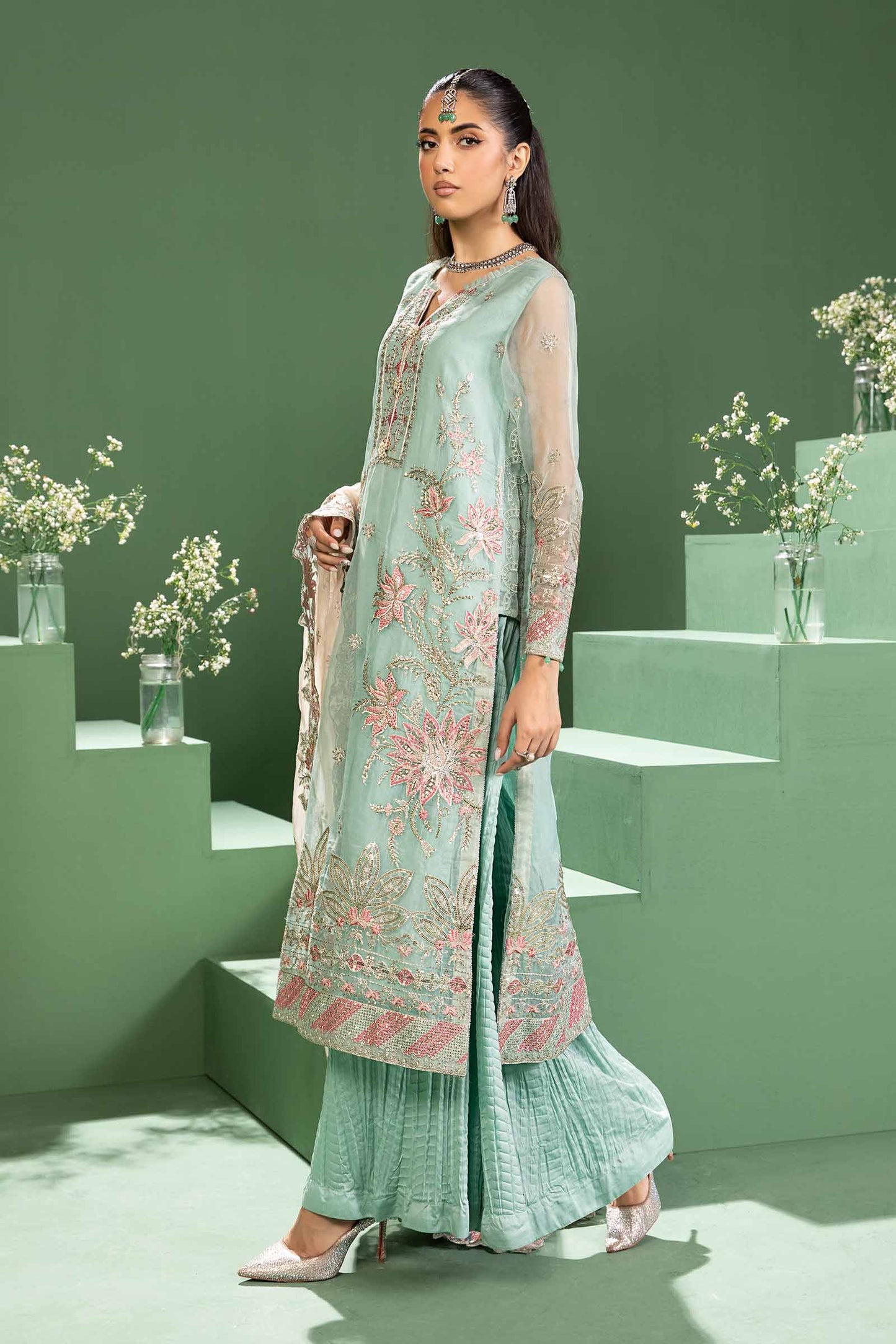 Maira B | Ready to Wear | SF-W24-27 White by Maria Faisal - Registered Vendor of : Maria B - type : Wedding Dress - 100% original wedding dresses