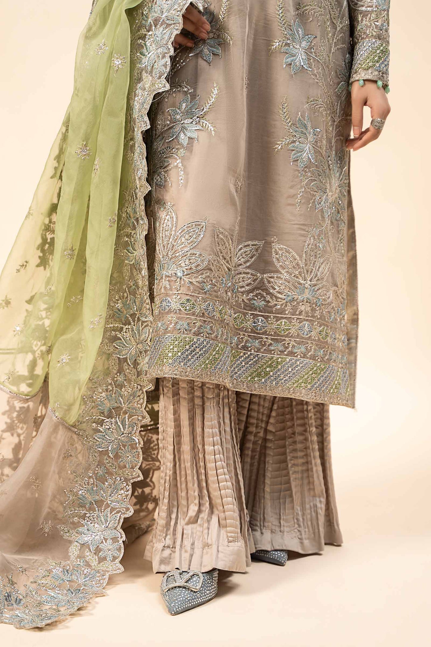 Maira B | Ready to Wear | SF-W24-27 Grey by Maria Faisal - Registered Vendor of : Maria B - type : Wedding Dress - 100% original wedding dresses