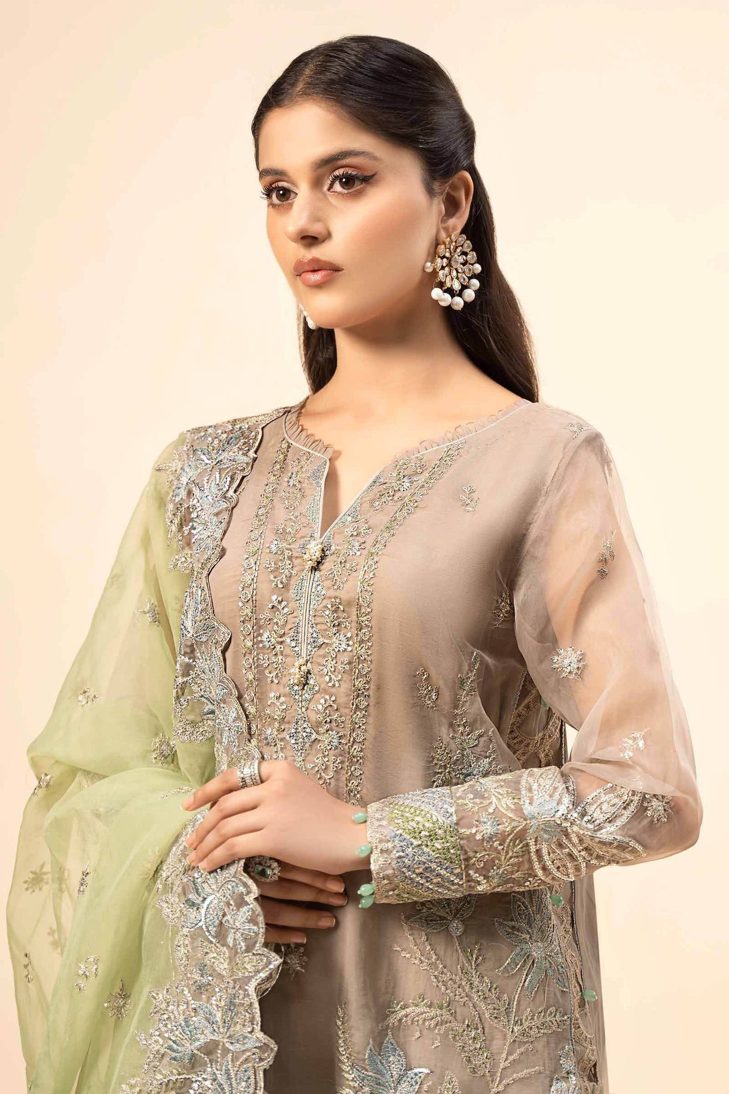 Maira B | Ready to Wear | SF-W24-27 Grey by Maria Faisal - Registered Vendor of : Maria B - type : Wedding Dress - 100% original wedding dresses