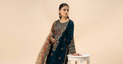Maira B | Ready to Wear | SF-W24-29 Teal Blue by Maria Faisal - Registered Vendor of : Maria B - type : Wedding Dress - 100% original wedding dresses