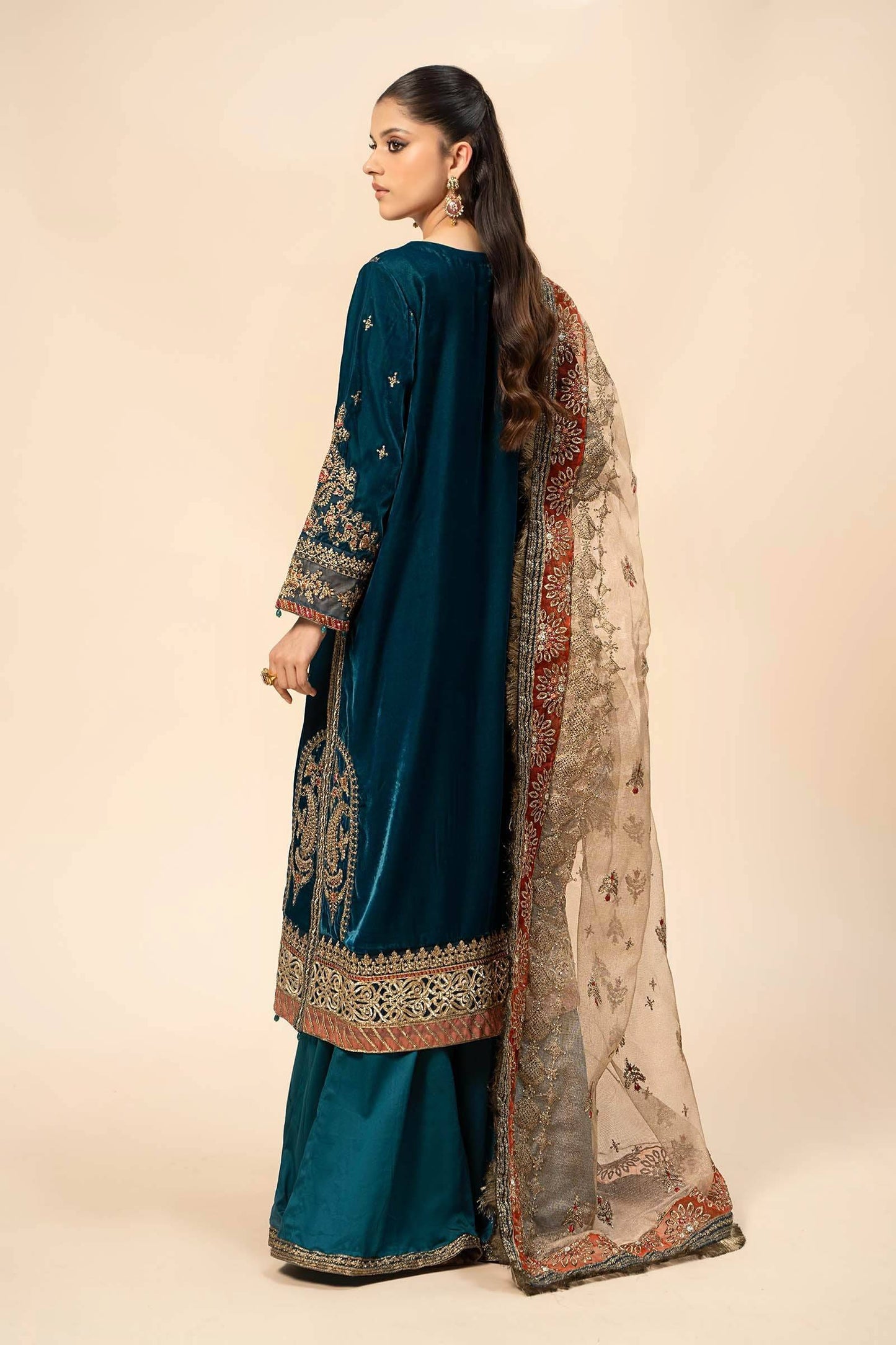 Maira B | Ready to Wear | SF-W24-29 Teal Blue by Maria Faisal - Registered Vendor of : Maria B - type : Wedding Dress - 100% original wedding dresses