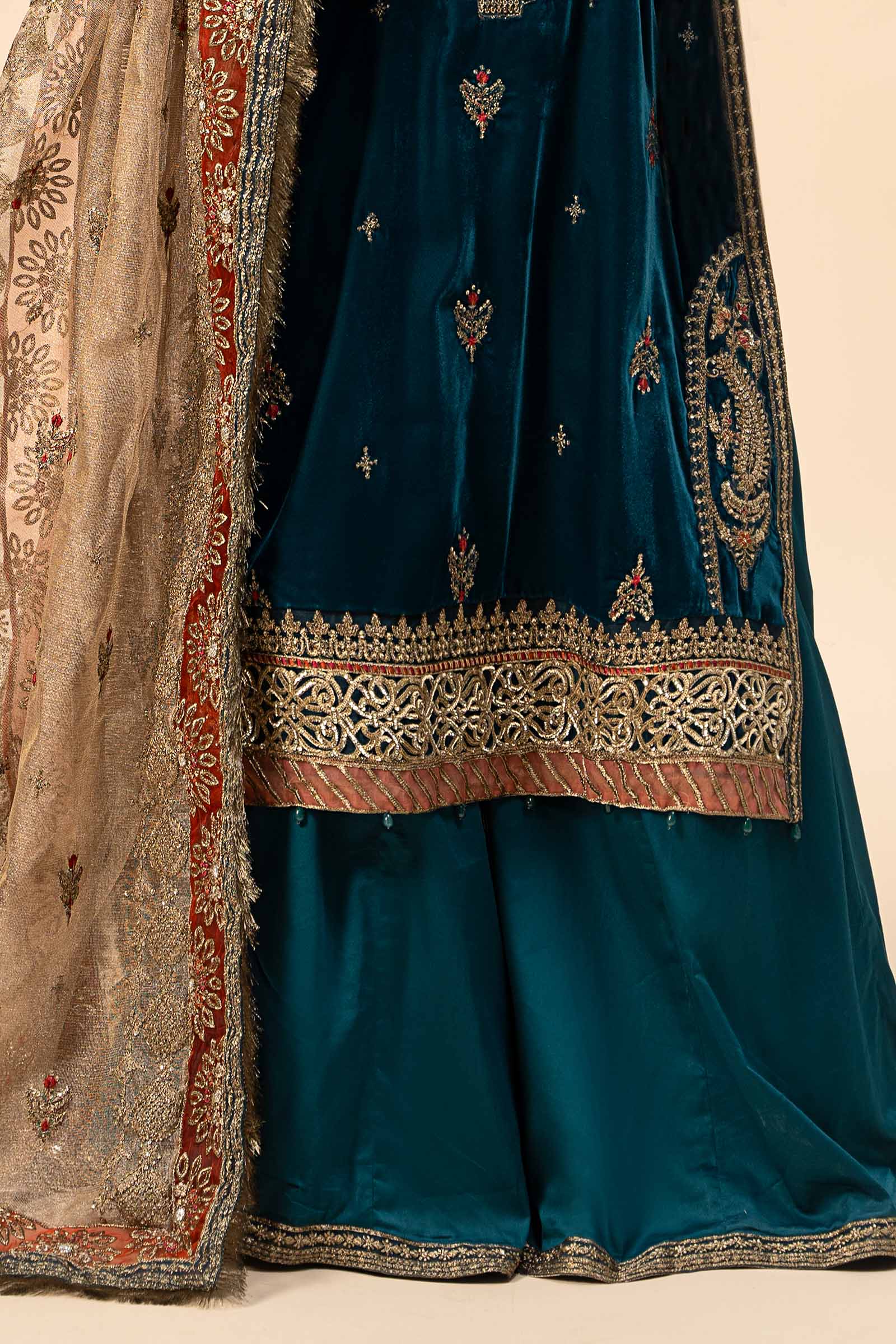 Maira B | Ready to Wear | SF-W24-29 Teal Blue by Maria Faisal - Registered Vendor of : Maria B - type : Wedding Dress - 100% original wedding dresses