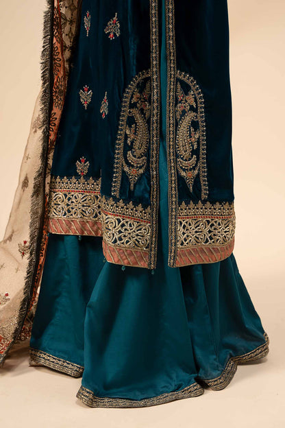 Maira B | Ready to Wear | SF-W24-29 Teal Blue by Maria Faisal - Registered Vendor of : Maria B - type : Wedding Dress - 100% original wedding dresses