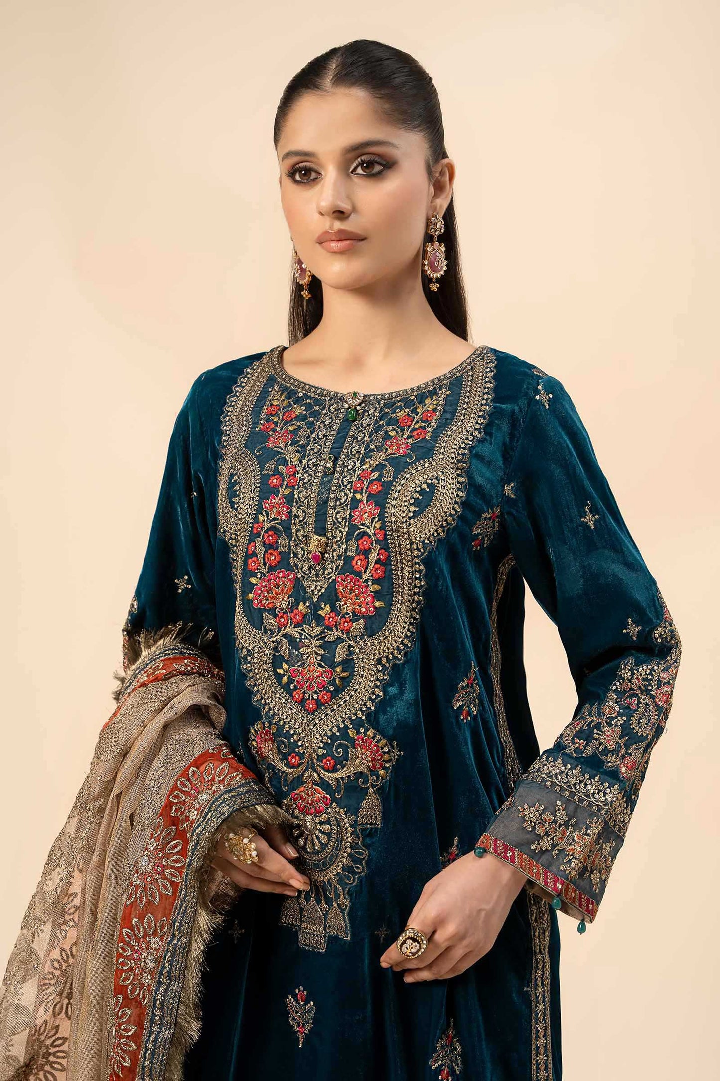 Maira B | Ready to Wear | SF-W24-29 Teal Blue by Maria Faisal - Registered Vendor of : Maria B - type : Wedding Dress - 100% original wedding dresses