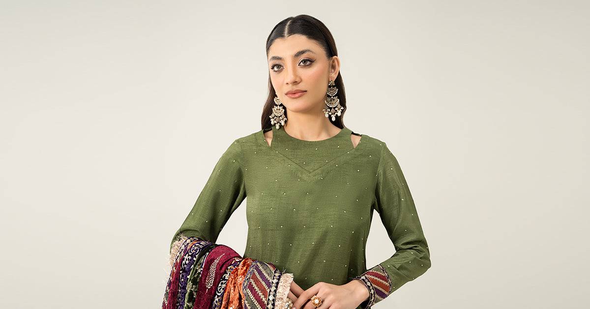 Maira B | Ready to Wear | SF-W24-30 Green by Maria Faisal - Registered Vendor of : Maria B - type : Wedding Dress - 100% original wedding dresses