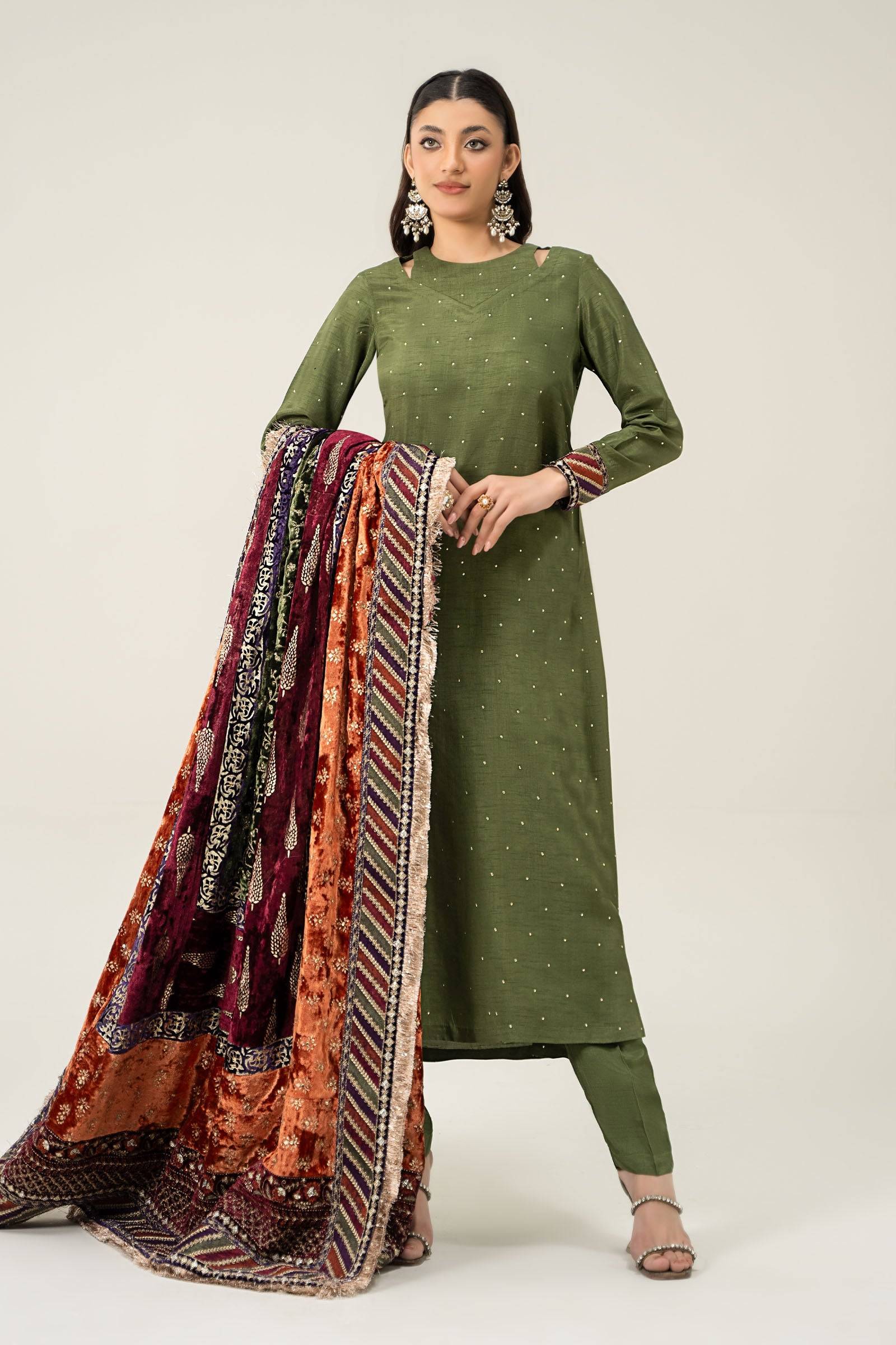 Maira B | Ready to Wear | SF-W24-30 Green by Maria Faisal - Registered Vendor of : Maria B - type : Wedding Dress - 100% original wedding dresses