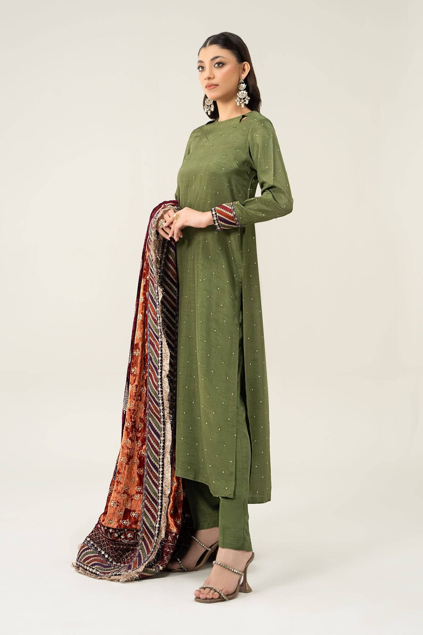Maira B | Ready to Wear | SF-W24-30 Green by Maria Faisal - Registered Vendor of : Maria B - type : Wedding Dress - 100% original wedding dresses