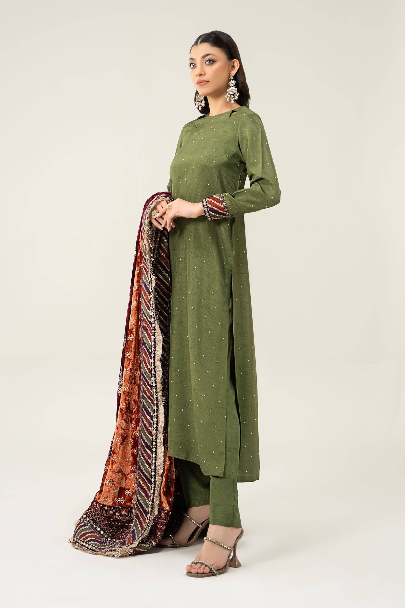 Maira B | Ready to Wear | SF-W24-30 Green by Maria Faisal - Registered Vendor of : Maria B - type : Wedding Dress - 100% original wedding dresses
