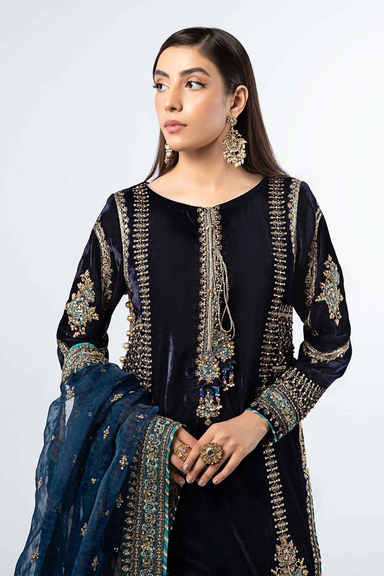 Maira B | Ready to Wear | SF-W24-34 Navy Blue by Maria Faisal - Registered Vendor of : Maria B - type : Wedding Dress - 100% original wedding dresses