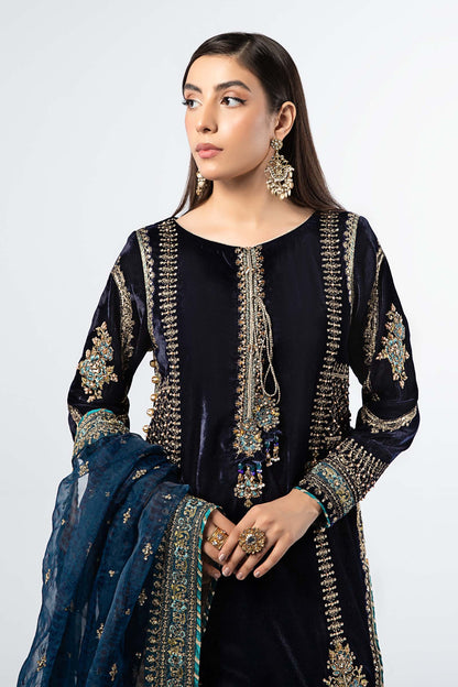 Maira B | Ready to Wear | SF-W24-34 Navy Blue by Maria Faisal - Registered Vendor of : Maria B - type : Wedding Dress - 100% original wedding dresses