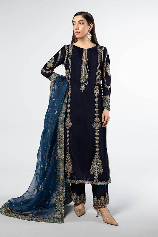 Maira B | Ready to Wear | SF-W24-34 Navy Blue by Maria Faisal - Registered Vendor of : Maria B - type : Wedding Dress - 100% original wedding dresses