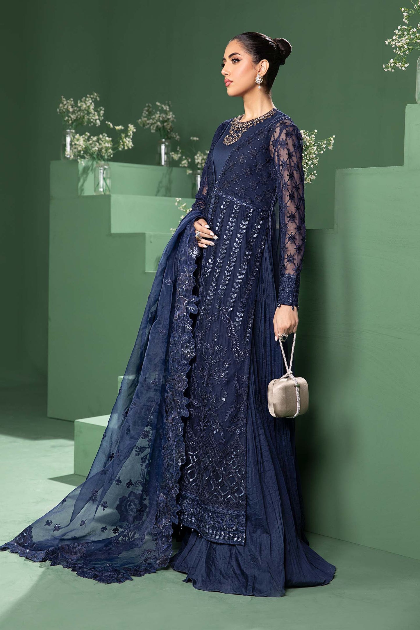 Maira B | Ready to Wear | SF-W24-44 Blue by Maria Faisal - Registered Vendor of : Maria B - type : Wedding Dress - 100% original wedding dresses