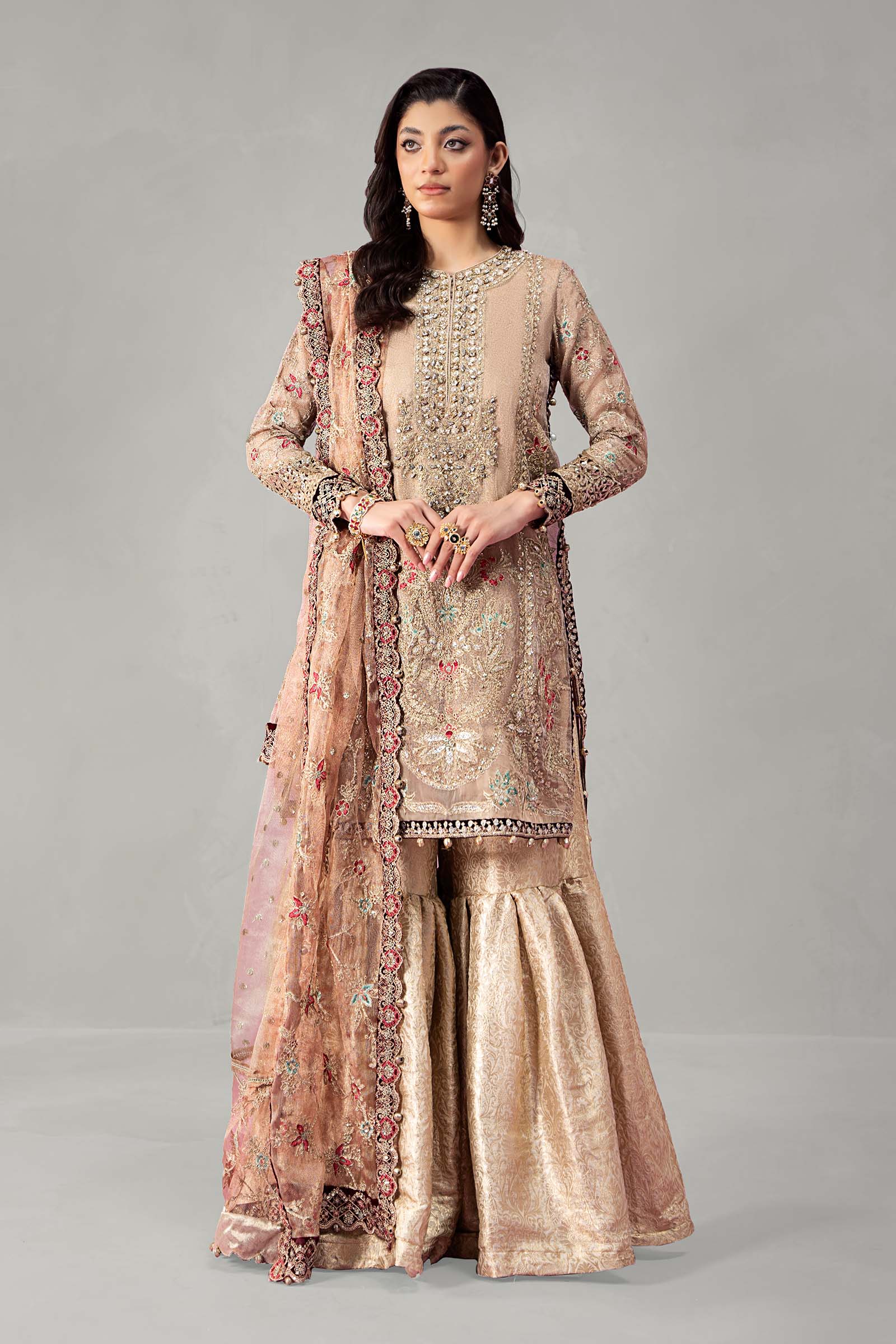 Maira B | Ready to Wear | SF-W24-62 Golden by Maria Faisal - Registered Vendor of : Maria B - type : Wedding Dress - 100% original wedding dresses