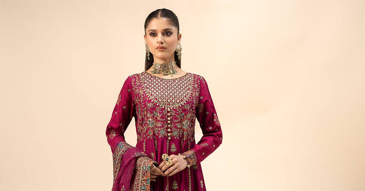 Maira B | Ready to Wear | SF-W24-65 Magenta by Maria Faisal - Registered Vendor of : Maria B - type : Wedding Dress - 100% original wedding dresses