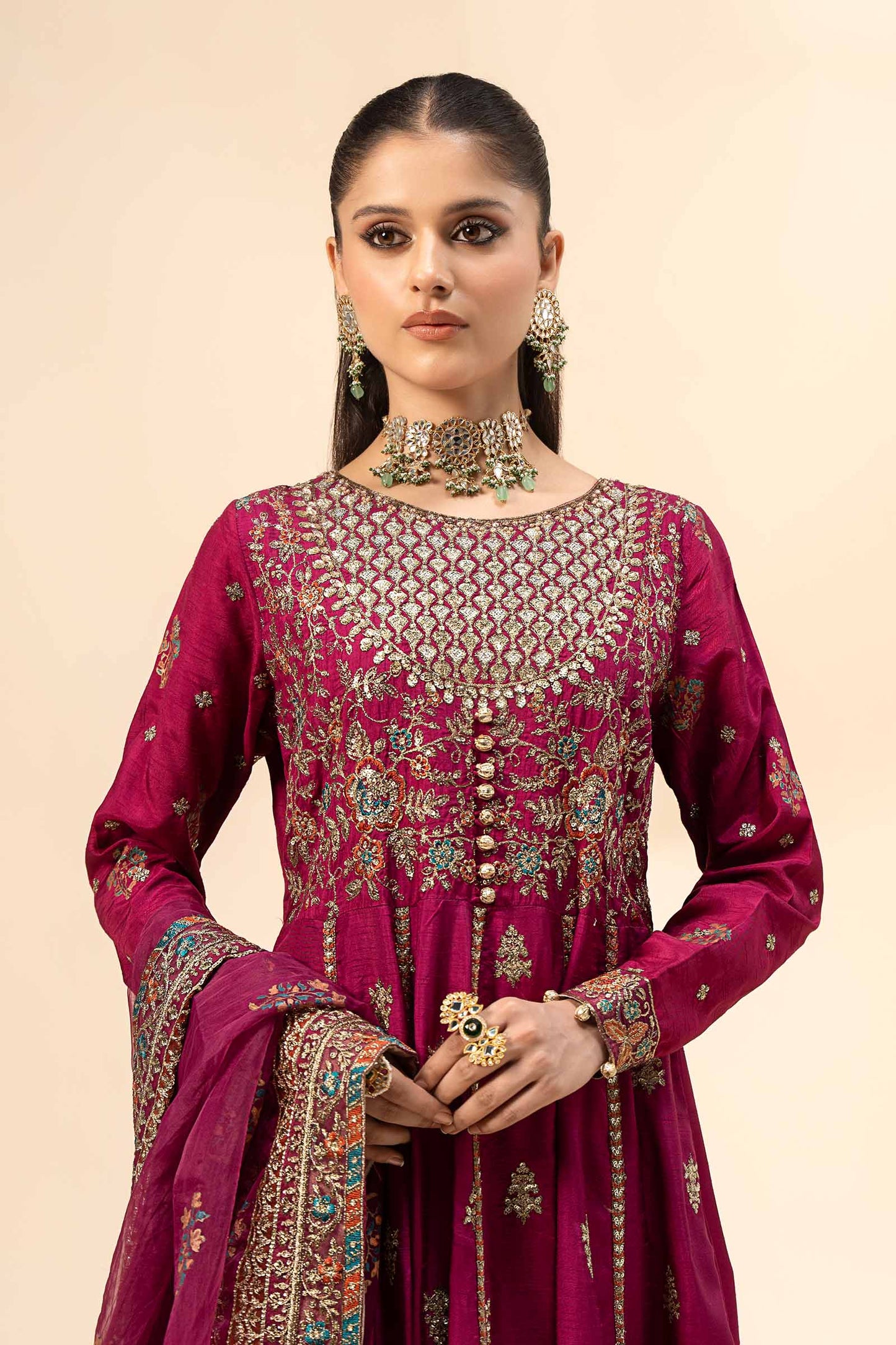 Maira B | Ready to Wear | SF-W24-65 Magenta by Maria Faisal - Registered Vendor of : Maria B - type : Wedding Dress - 100% original wedding dresses