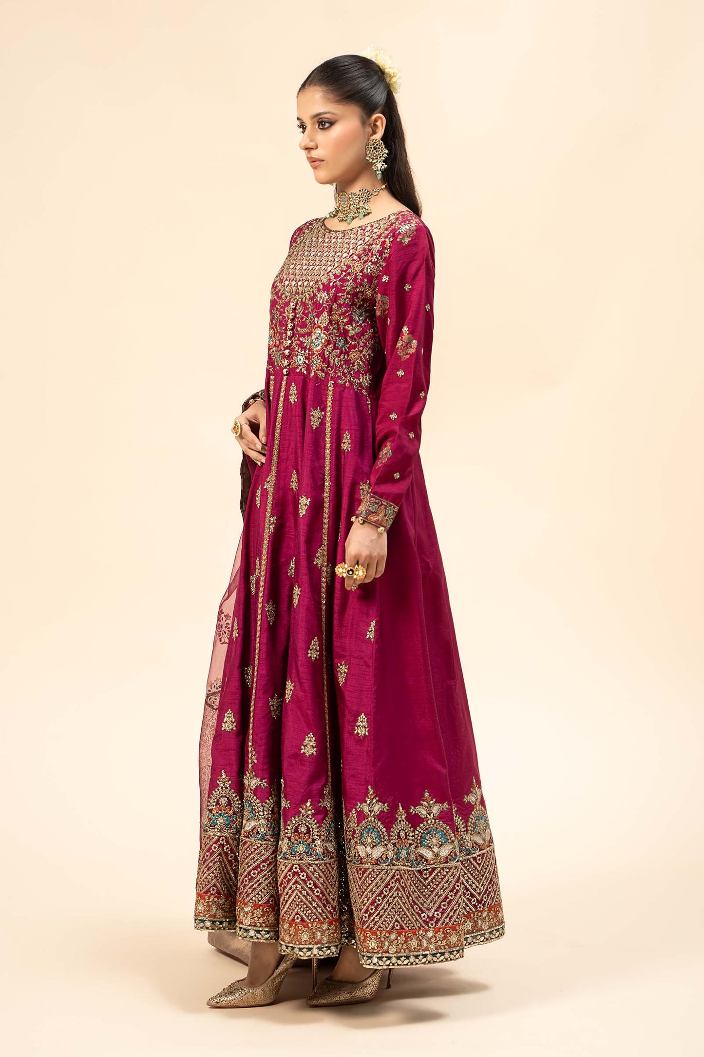 Maira B | Ready to Wear | SF-W24-65 Magenta by Maria Faisal - Registered Vendor of : Maria B - type : Wedding Dress - 100% original wedding dresses