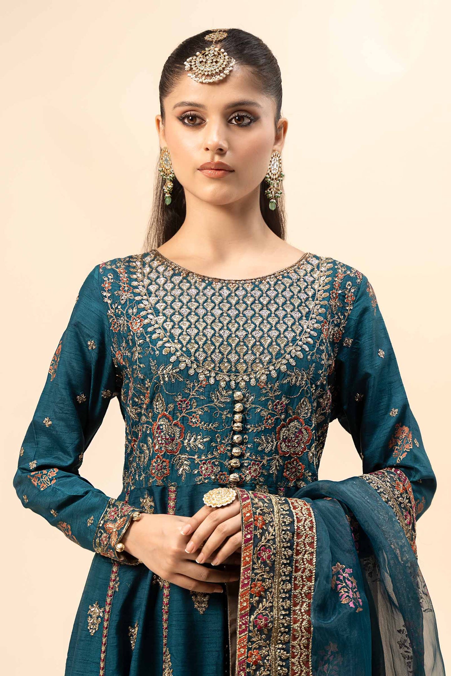 Maira B | Ready to Wear | SF-W24-65 Teal by Maria Faisal - Registered Vendor of : Maria B - type : Wedding Dress - 100% original wedding dresses