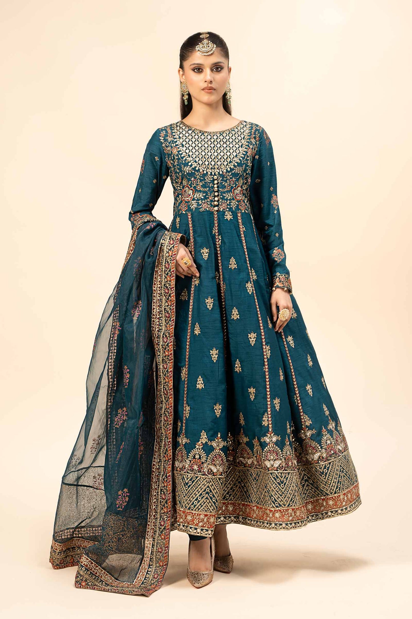 Maira B | Ready to Wear | SF-W24-65 Teal by Maria Faisal - Registered Vendor of : Maria B - type : Wedding Dress - 100% original wedding dresses