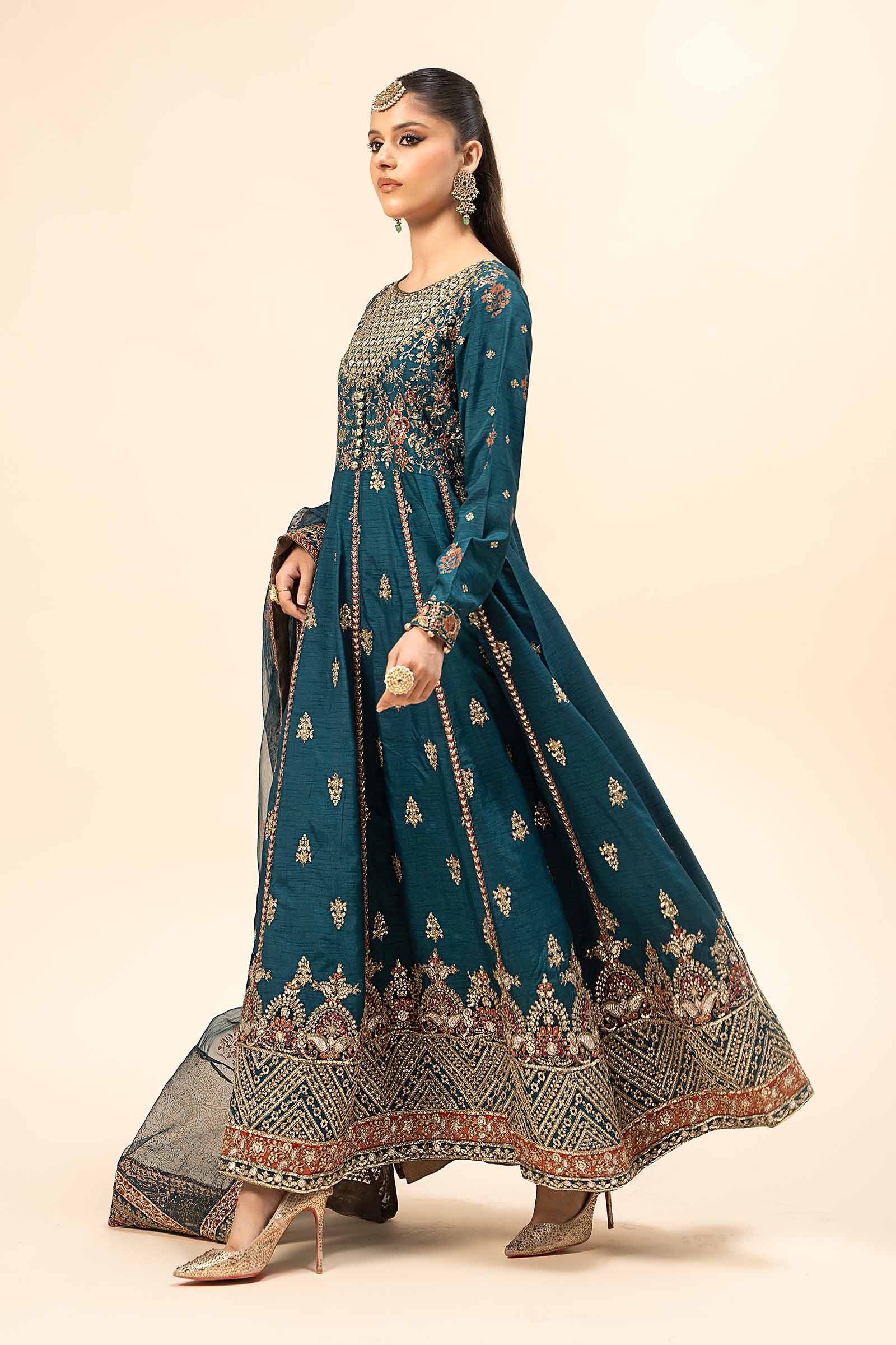 Maira B | Ready to Wear | SF-W24-65 Teal by Maria Faisal - Registered Vendor of : Maria B - type : Wedding Dress - 100% original wedding dresses