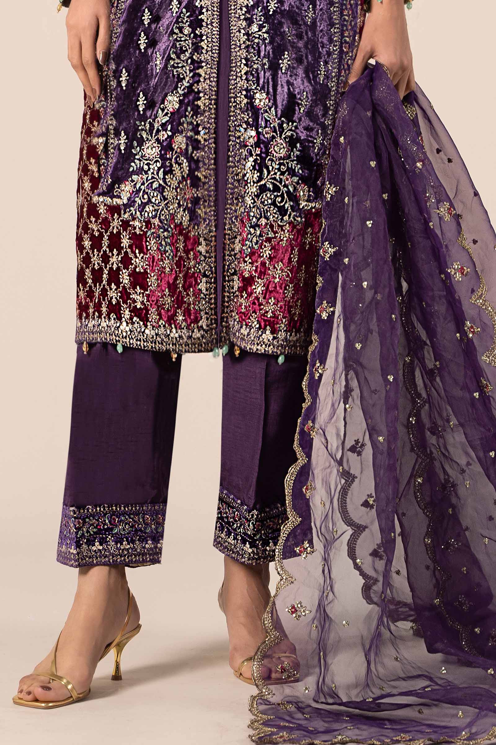 Maira B | Ready to Wear | SF-W24-81 Purple by Maria Faisal - Registered Vendor of : Maria B - type : Wedding Dress - 100% original wedding dresses