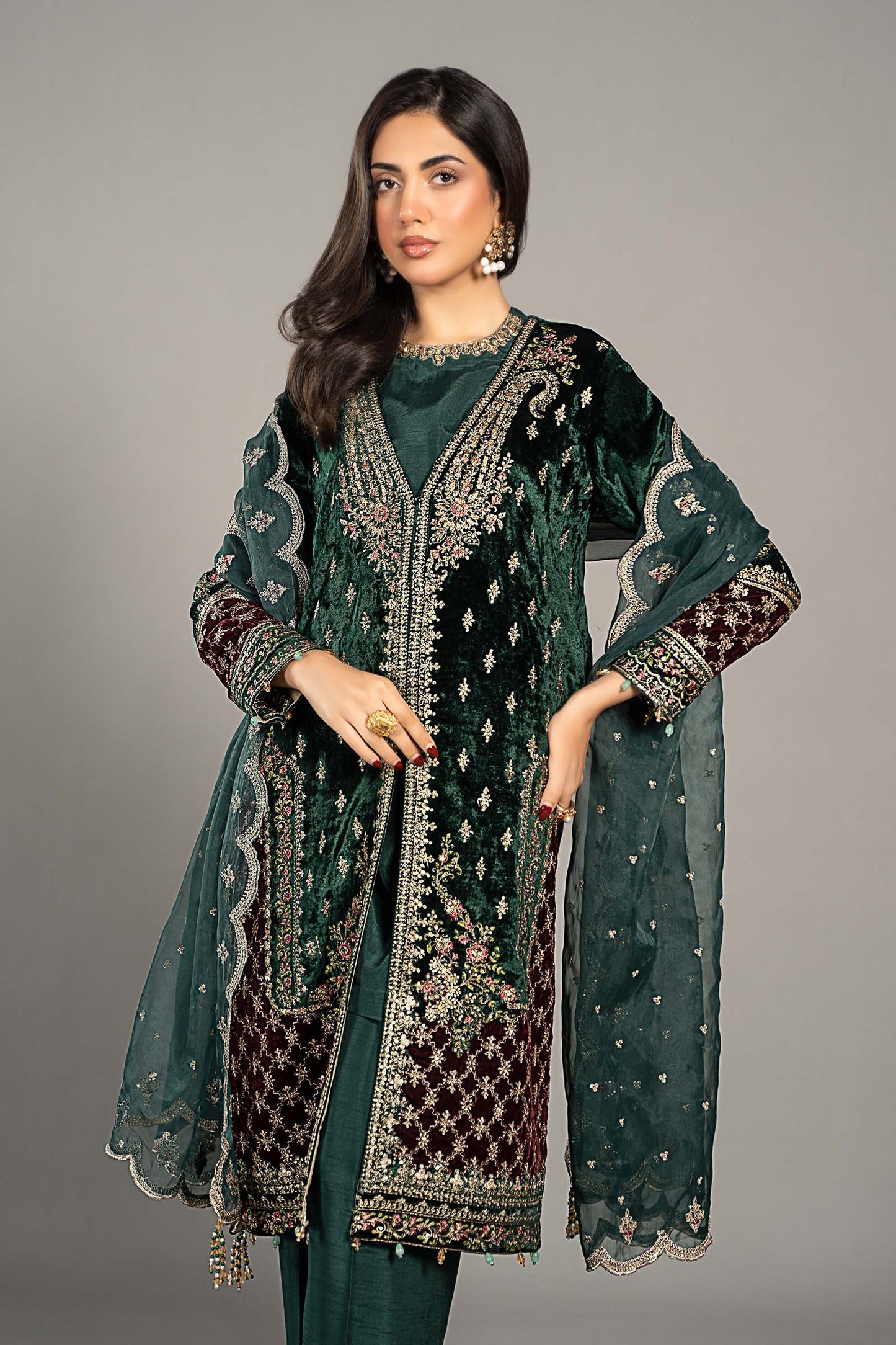 Maira B | Ready to Wear | SF-W24-81 Green by Maria Faisal - Registered Vendor of : Maria B - type : Wedding Dress - 100% original wedding dresses
